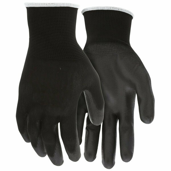 Mcr Safety Gloves, Black Poly Black PU 13 Gauge L, 12PK B96699L